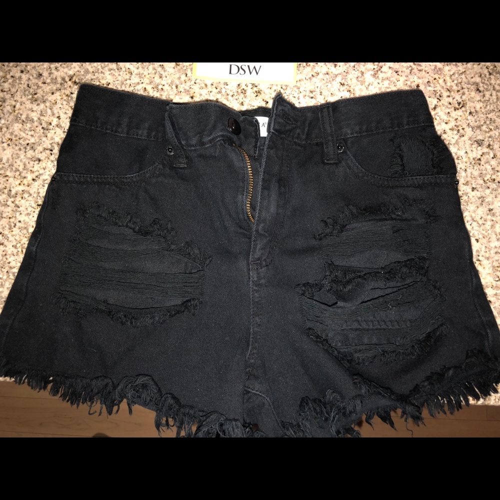 Black jean shorts